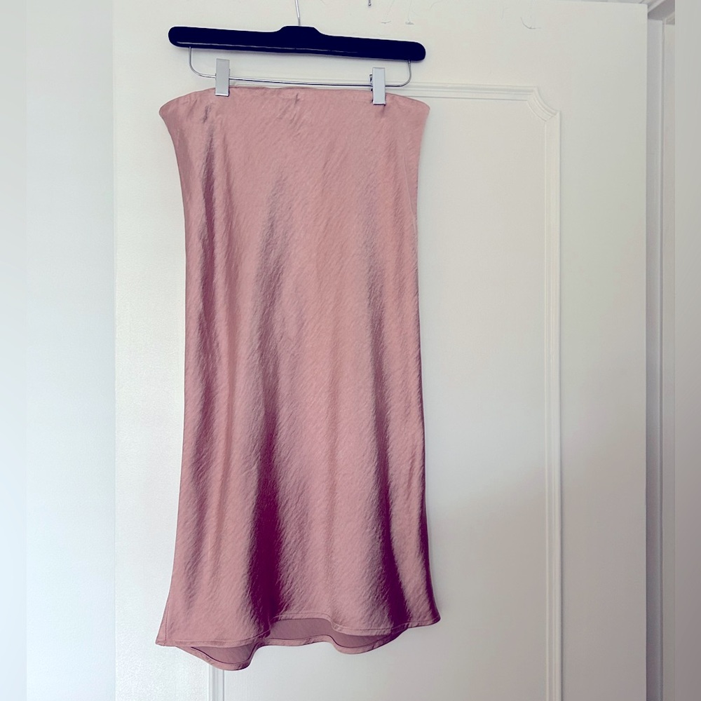 Blush satin slip skirt